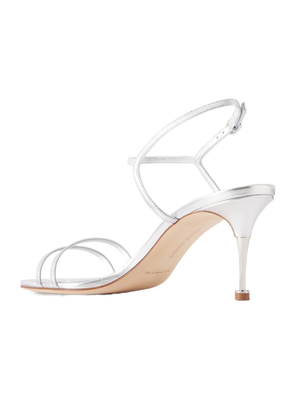 Manolo Blahnik Silver Metallic Strappy Stiletto Sandals - Picture 9 of 10